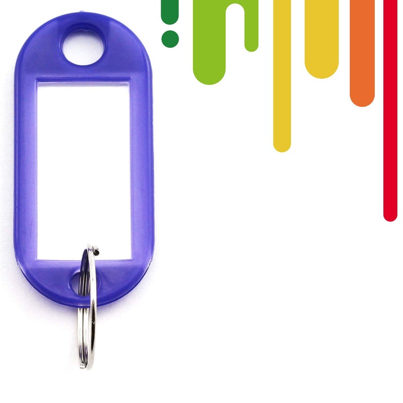 Lind Kitchen 40pcs Purple Key Ring Label Tags Plastic Keys Holder and Identifier Name Number Address Information Label Card for Keys ID 5x2.2cm - Image 2